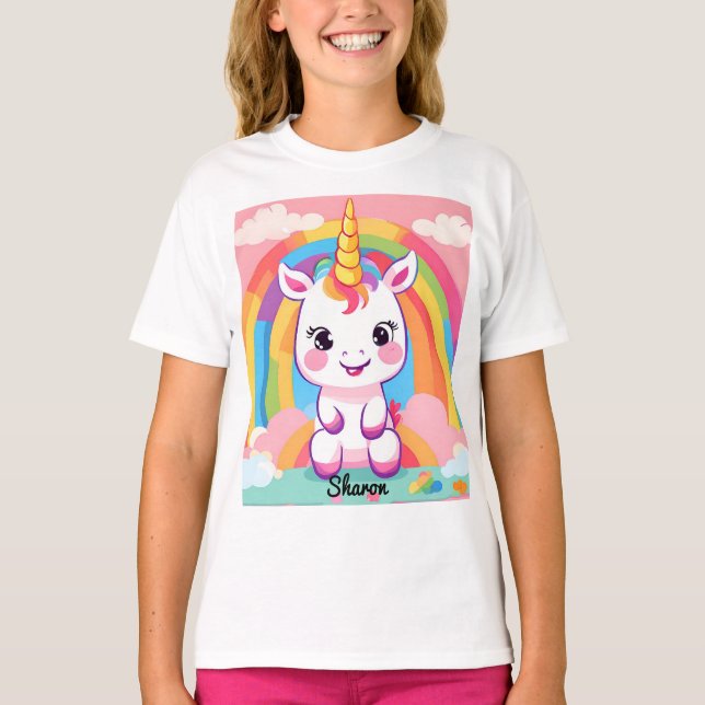 Camiseta Cute Baby Unicorn Rainbow (Frente)
