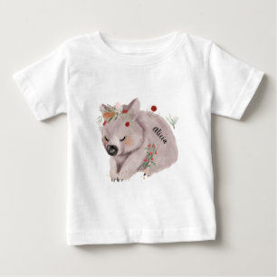 Camiseta Cute Baby Wombat Dourado Speckle Nome Personalizad