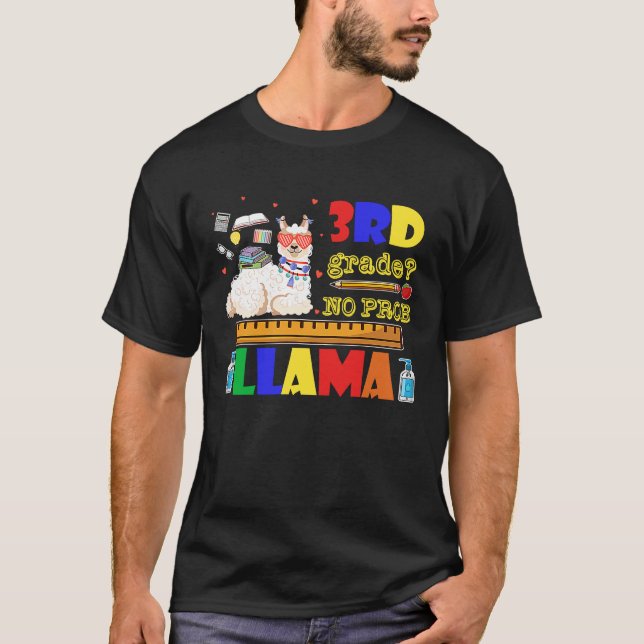 Camiseta Cute Back To School 3rd Grade No Prob Llama Teache (Frente)