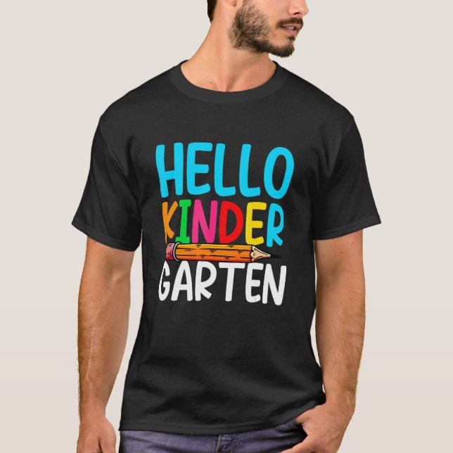 Camiseta Cute Back To School Hello Kindergarten First Day O (Frente)