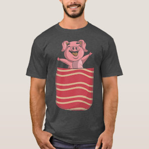 Camiseta Cute Bacon Lover Funny Pig Pork Pocket Bacon 631