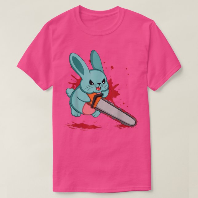 Camiseta Cute Bad Evil Bunny Scary Saw Rabbit Egg Happy Eas (Frente do Design)