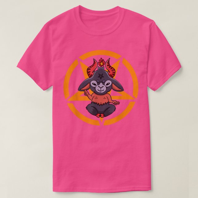 Camiseta Cute Baphomet Pentagram Occult Satanism Satan Pent (Frente do Design)