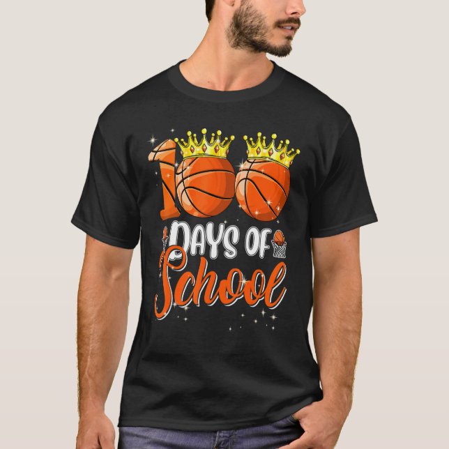 Camiseta Cute Basketball 100 Days Of School Teacher Happy 1 (Frente)