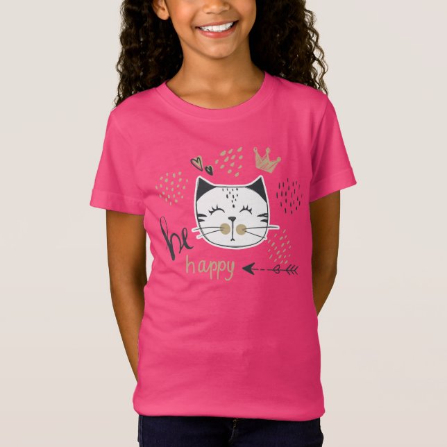 Camiseta Cute Be Happy Cat (Frente)