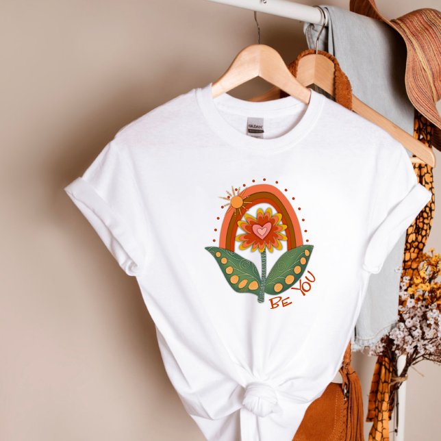 Camiseta Cute Be You Floral Rainbow Modern Inspirivity (Criador carregado)