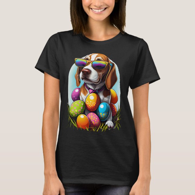 Camiseta Cute Beagle Easter Eggs Dog Costume Womens Mens Ki (Frente)