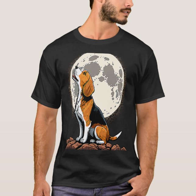 Camiseta Cute Beagle Howling at the Moon  Beagle Mom (Frente)