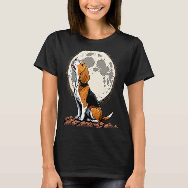 Camiseta Cute Beagle Howling at the Moon  Beagle Mom (Frente)