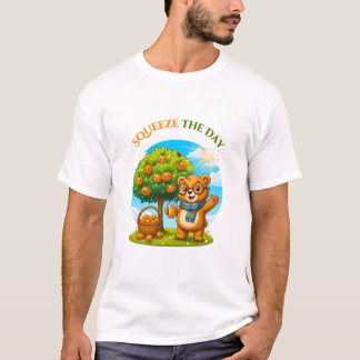 Camiseta Cute Bear & Orange Tree - Squeeze The Day Illustra