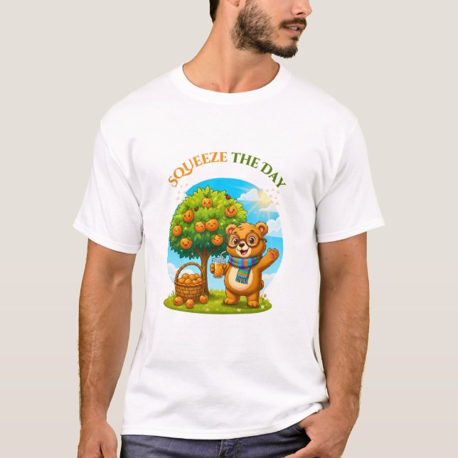 Camiseta Cute Bear & Orange Tree - Squeeze The Day Illustra (Frente)