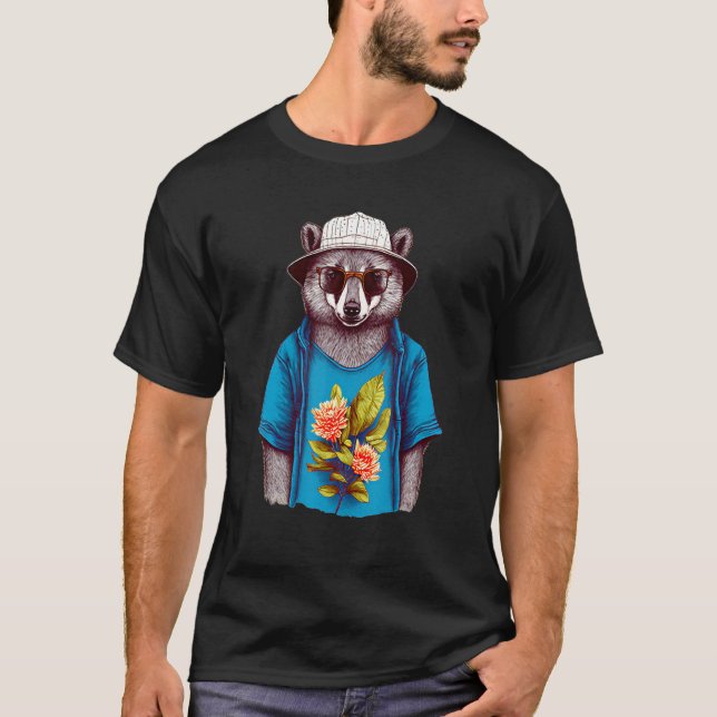 Camiseta Cute Bear Wearing A Hat Shirt And Sunglasses - Fun (Frente)