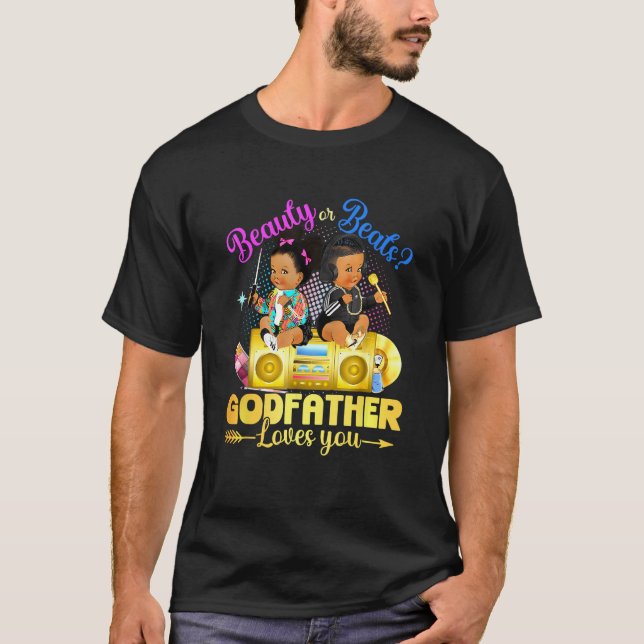 Camiseta Cute Beauty Or Beat Godfather Loves You Gender Rev (Frente)