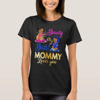 Camiseta Cute Beauty Or Beat Mommy Loves You Gender Reveal