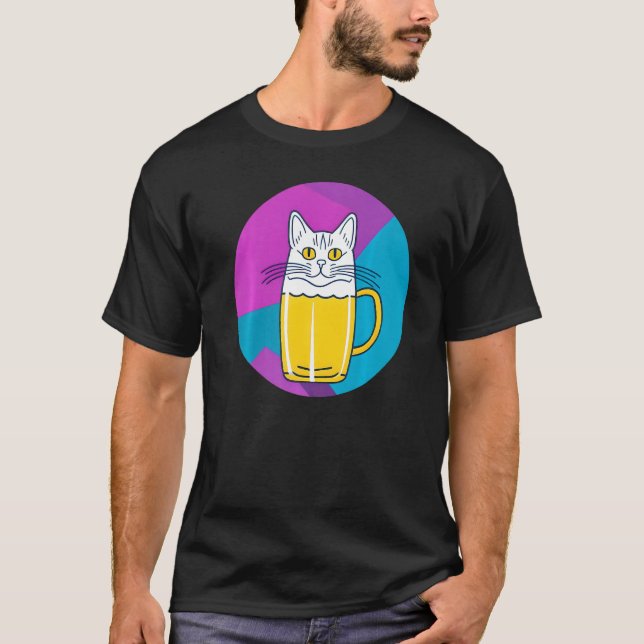Camiseta Cute Beer Cat Part Cat and Part Beer glass (Frente)