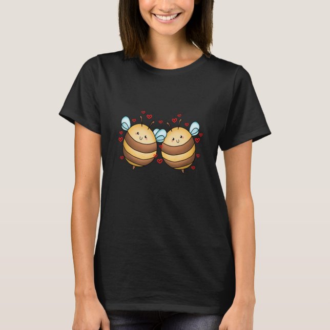Camiseta Cute Bees Valentines Day Matching Couple Bees (Frente)