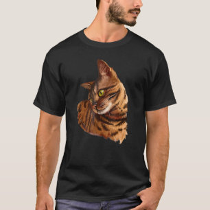 Camiseta cute Bengal cat head hand drew for kitten kitty ow