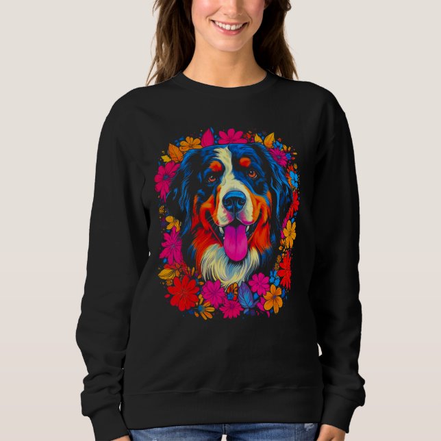Camiseta Cute Bernese Mountain Dog Flowers (Frente)