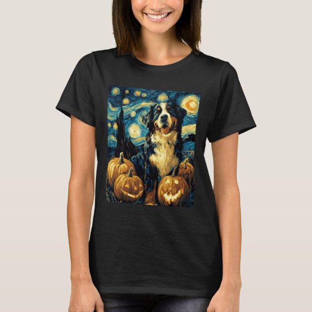 Camiseta Cute Bernese mountain Dog Halloween Jack O Lantern (Frente)