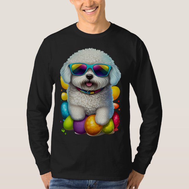 Camiseta Cute Bichon Frise Easter Eggs Dog Costume Womens M (Frente)