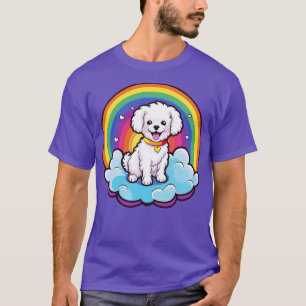 Camiseta Cute Bichon Frise Rainbow Cloud Kawaii Dog Happy P