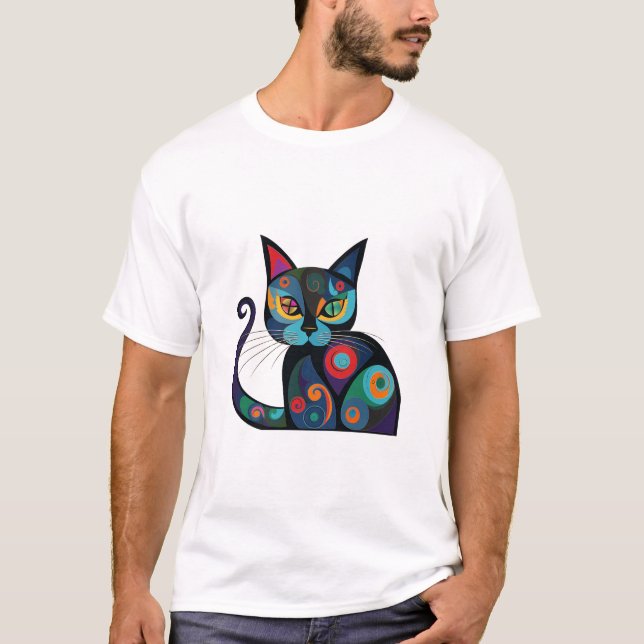 Camiseta cute black cat design  (Frente)