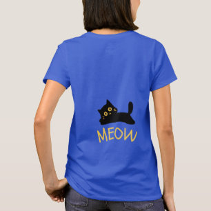 Camiseta Cute Black Cat MEOW para Amantes de Gatos