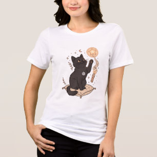 Camiseta Cute Black Cat Star Wand Almofada Halloween