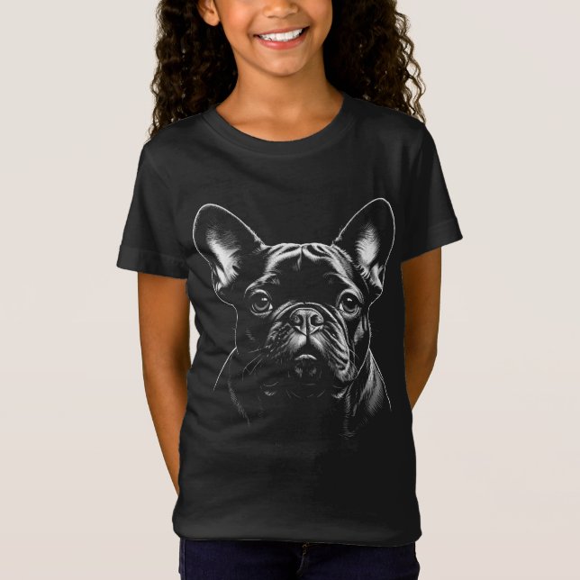 Camiseta Cute Black French Bulldog Frenchie Puppy Girls (Frente)