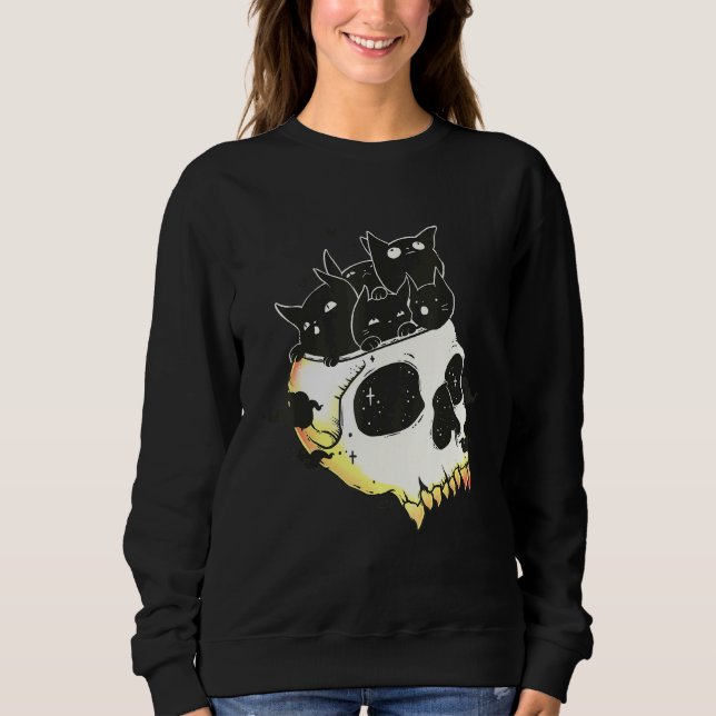 Camiseta Cute Black Kittens In Skull Art (Frente)