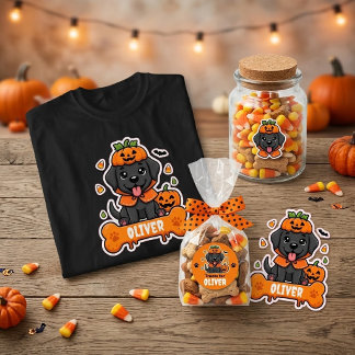 Camiseta Cute Black Lab Halloween Pumpkin Personalizado Cri