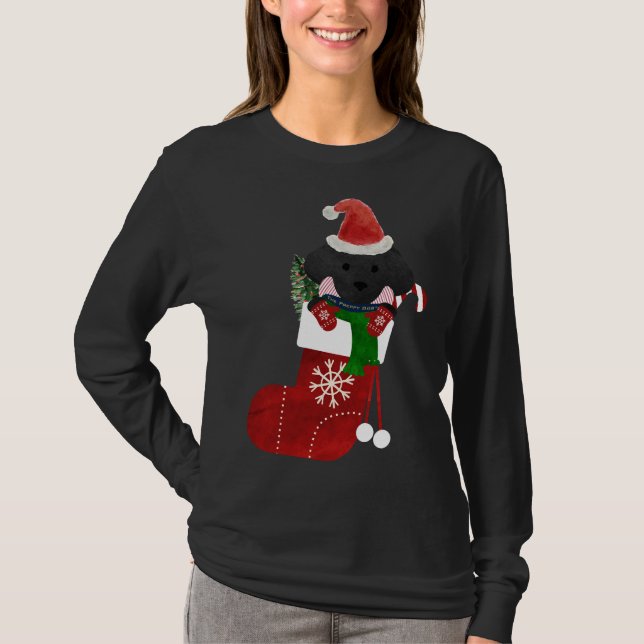 Camiseta Cute Black Lab Puppy Natal Stocks (Frente)