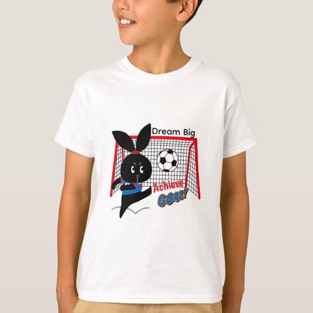 Camiseta Cute Black Rabbit Soccer Player Design (Frente)