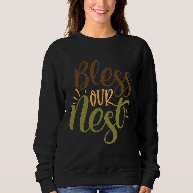 Camiseta Cute Bless Our Nest Religious Belief Conviction Fa (Frente)