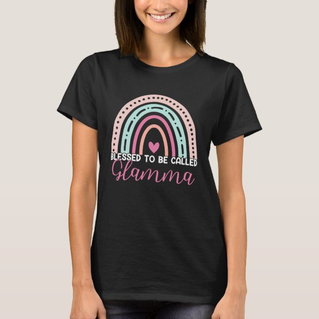 Camiseta Cute Blessed To Be Called Glamma Rainbow Mom Grand (Frente)