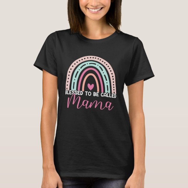 Camiseta Cute Blessed To Be Called Mama Rainbow Mom Grandma (Frente)