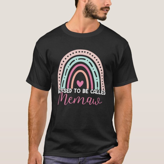 Camiseta Cute Blessed To Be Called Memaw Rainbow Mom Grandm (Frente)