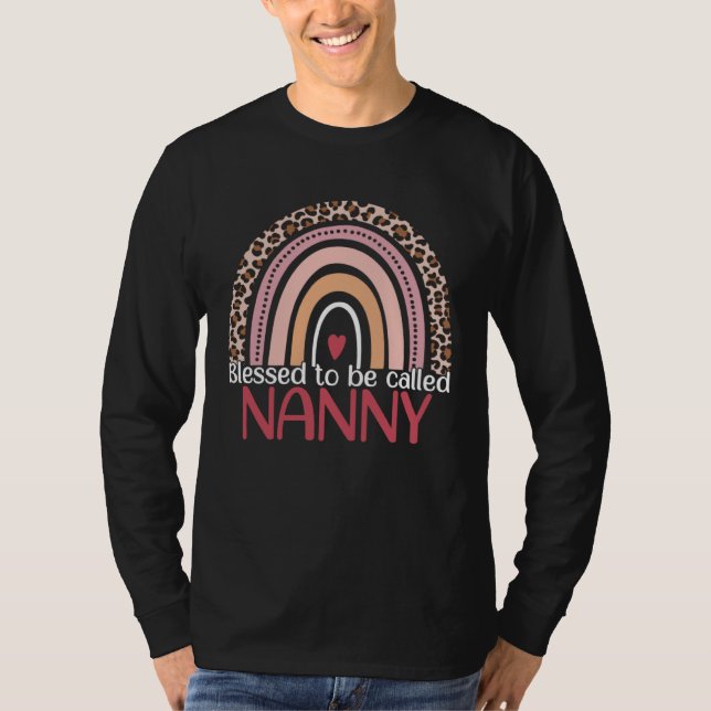 Camiseta Cute Blessed To Be Called Nanny Rainbow Leopard Mo (Frente)