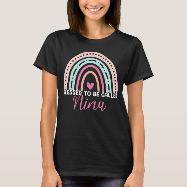 Camiseta Cute Blessed To Be Called Nina Rainbow Mom Grandma (Frente)