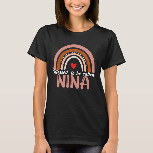 Camiseta Cute Blessed To Be Called Nina Rainbow Women Mothe (Frente)