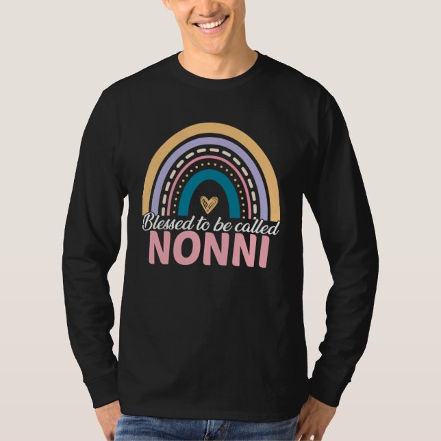 Camiseta Cute Blessed To Be Called Nonni Rainbow Mother s D (Frente)
