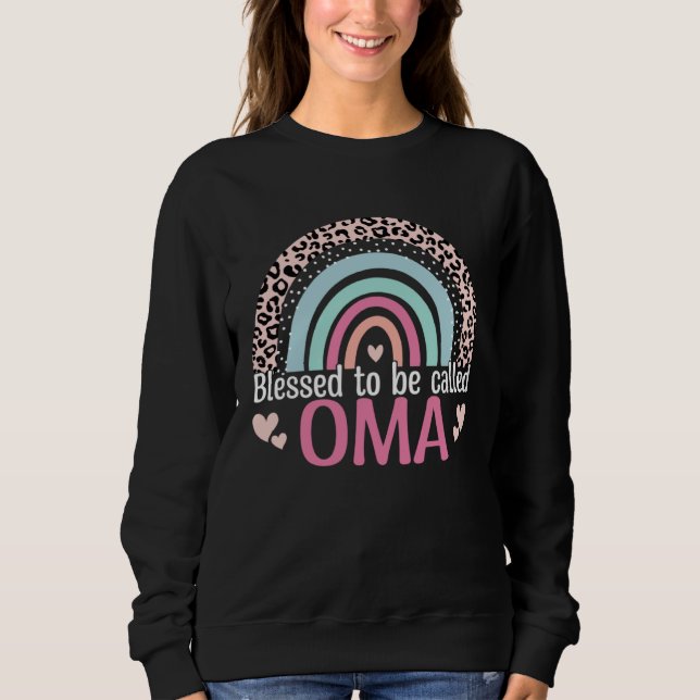 Camiseta Cute Blessed To Be Called Oma Boho Rainbow Leopard (Frente)