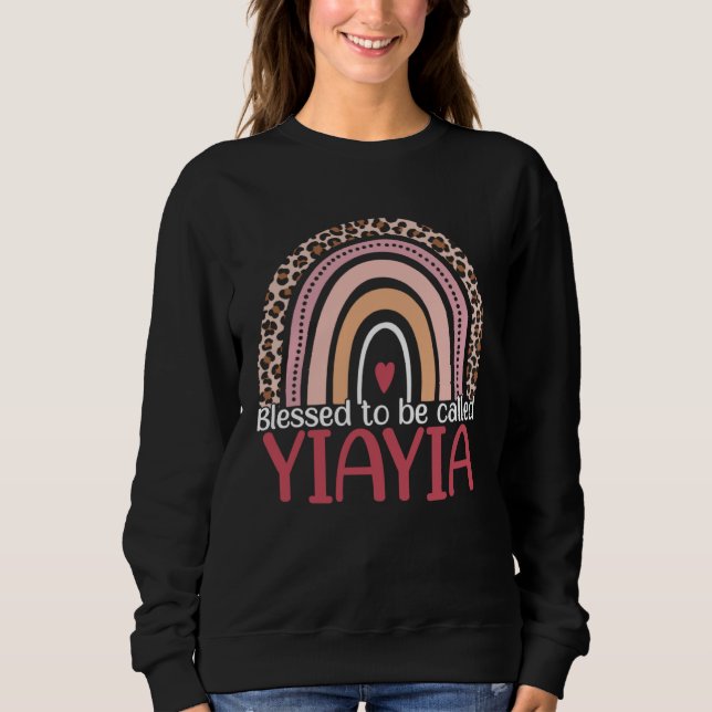 Camiseta Cute Blessed To Be Called Yiayia Rainbow Leopard M (Frente)