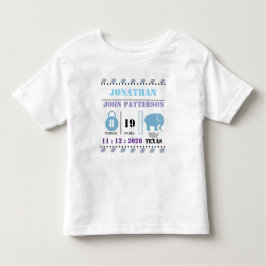 Camiseta Cute Blue Baby Elephant Birth Announcement