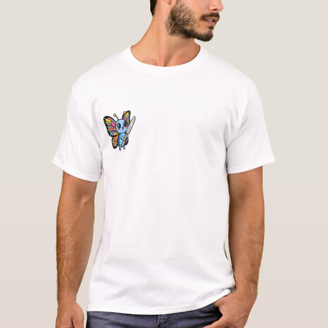 Camiseta Cute Blue Butterfly Cartoon (Frente)