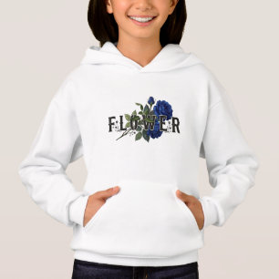 Camiseta Cute Blue Floral "FLOWER" Moletom para Meninas, Ae