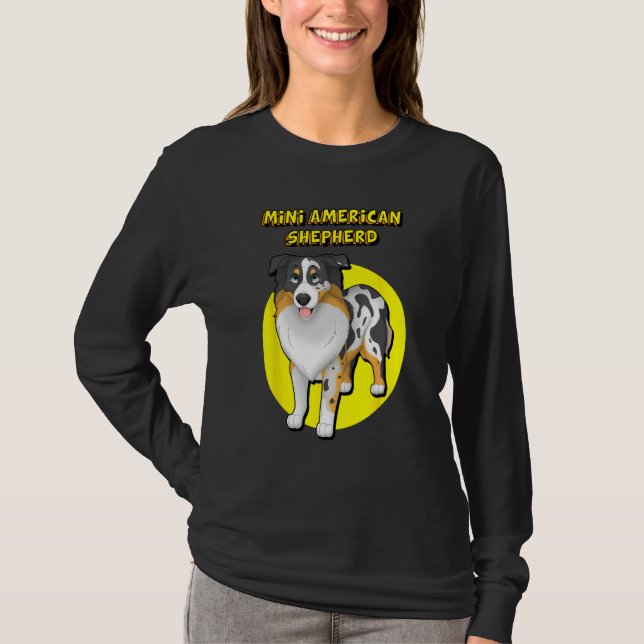 Camiseta Cute Blue Merle Mini American Shepherd Blue Eyes (Frente)