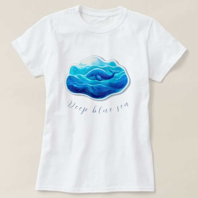 Camiseta Cute Blue Whale (Frente do Design)
