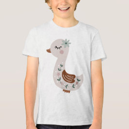 Camiseta Cute Boho Goose with Floral Details Pastel