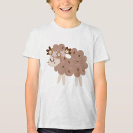 Camiseta Cute Boho Sheep with Floral Crown Pastel Nursery